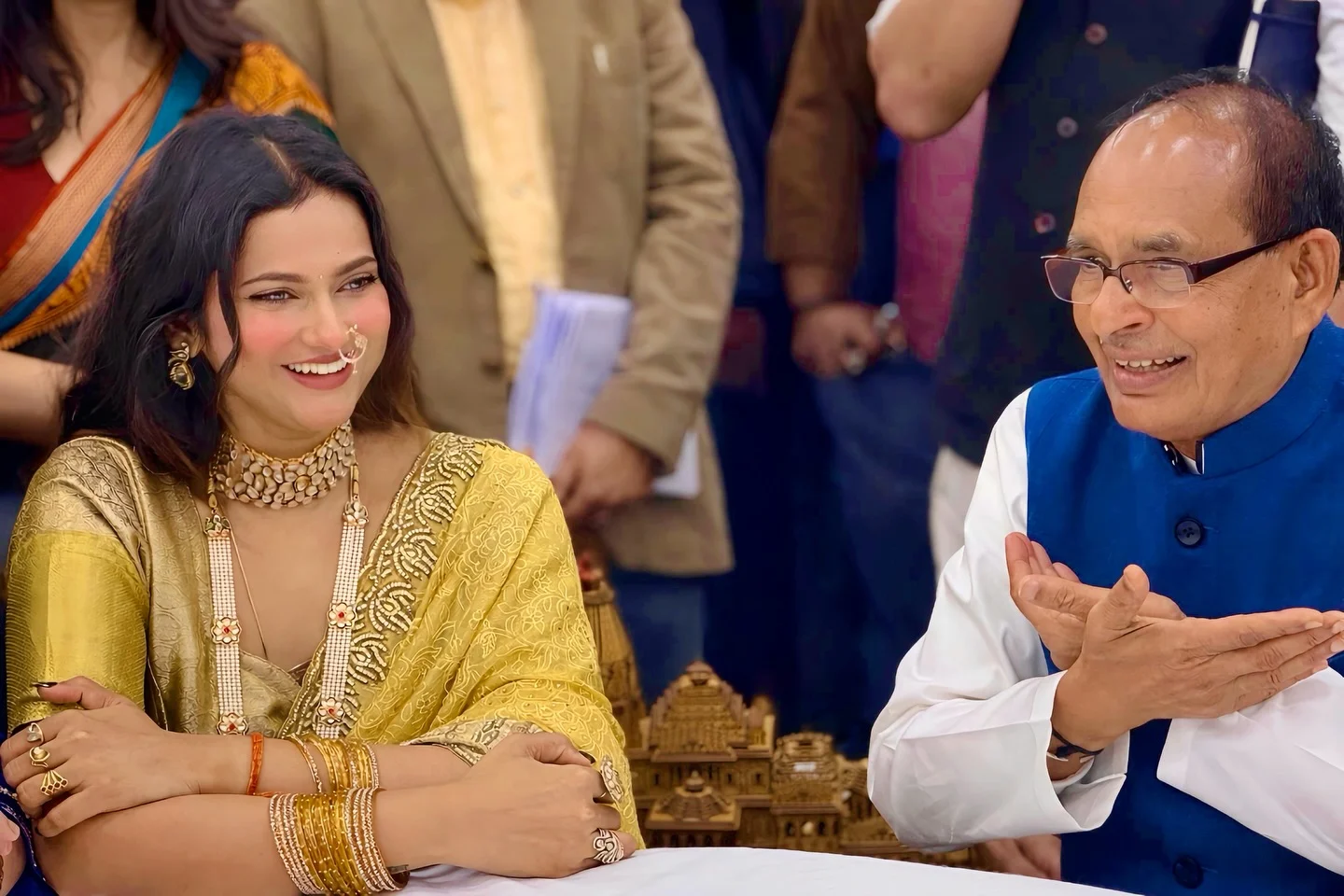 Photo shared by Aishwarya Kaushik on February 19, 2026 tagging @chouhanshivrajsingh. May be an image of one or more people and text.