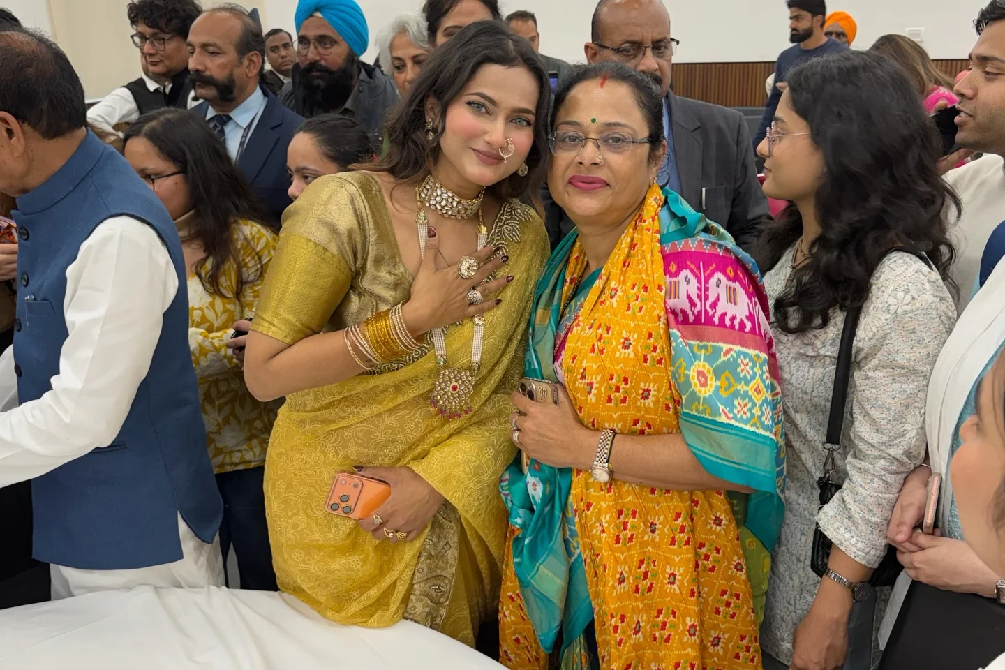 Photo shared by Aishwarya Kaushik on February 19, 2026 tagging @chouhanshivrajsingh. May be an image of one or more people, henna, people smiling, wedding and text.