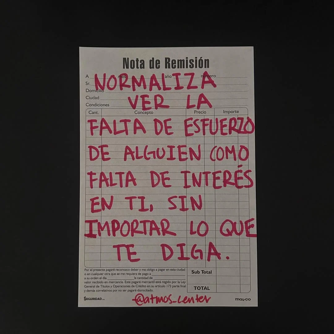 Photo shared by Almu Solis on February 24, 2026 tagging @atmos_center. May be a meme of text that says 'Nota NotadeRemisión de Remisión Sr. Domiol NORMALIZA Cludad Condiciones VER LA Cant. oρa Precia Importe FALTA DE ESFUERZO DE ALGUIEN COMO FALTA DE INTERÉS EN TL, SIN IMPORTAR LO QUE TE DIGA Total SEGURIDAD.. bwntiam TOTAL -@atmos_center Lenter mavco'.