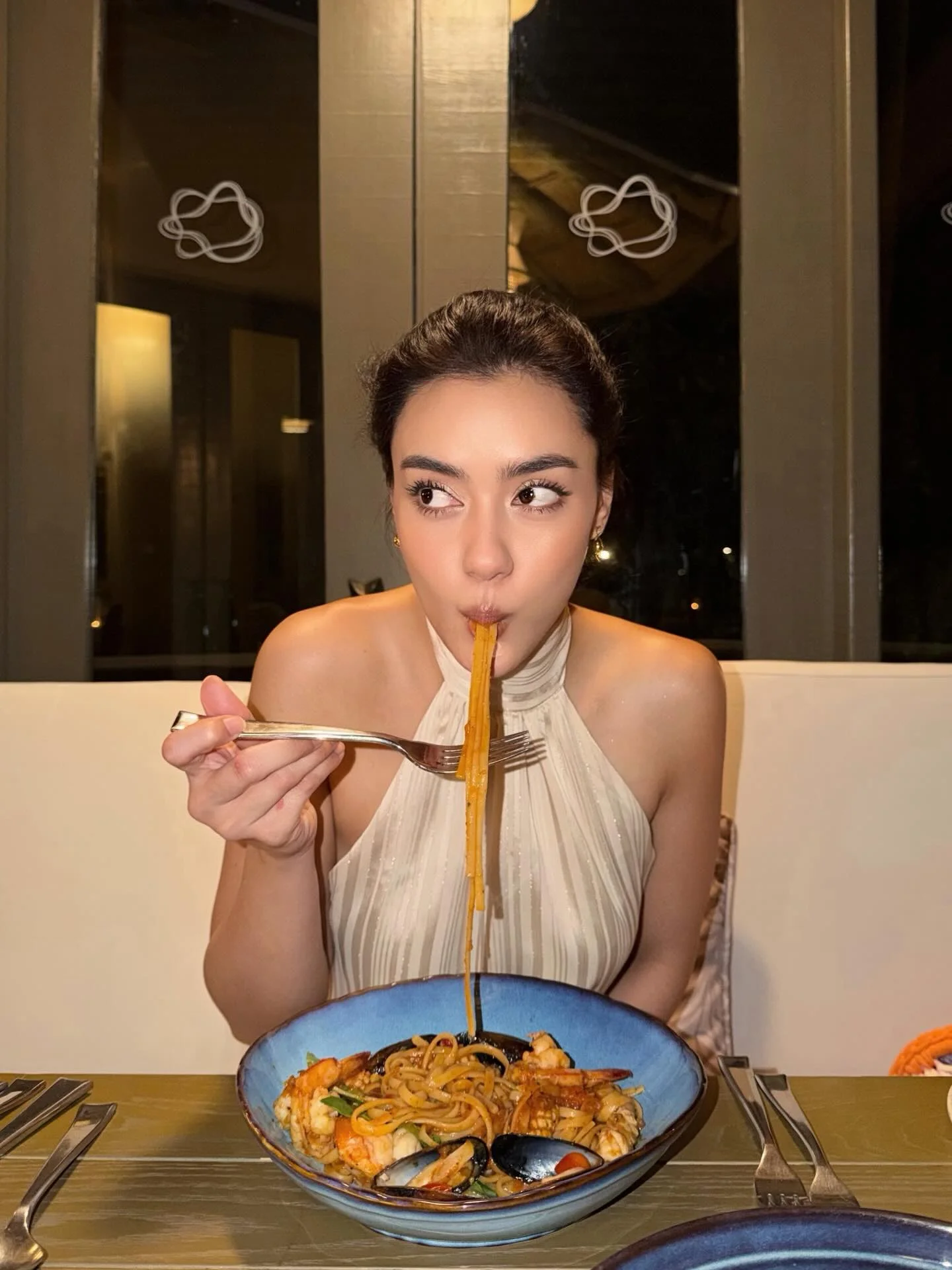 Photo by Amanda Obdam on March 20, 2026. May be an image of ramen, pasta, chopsticks, fork, noodles, spaghetti and text.