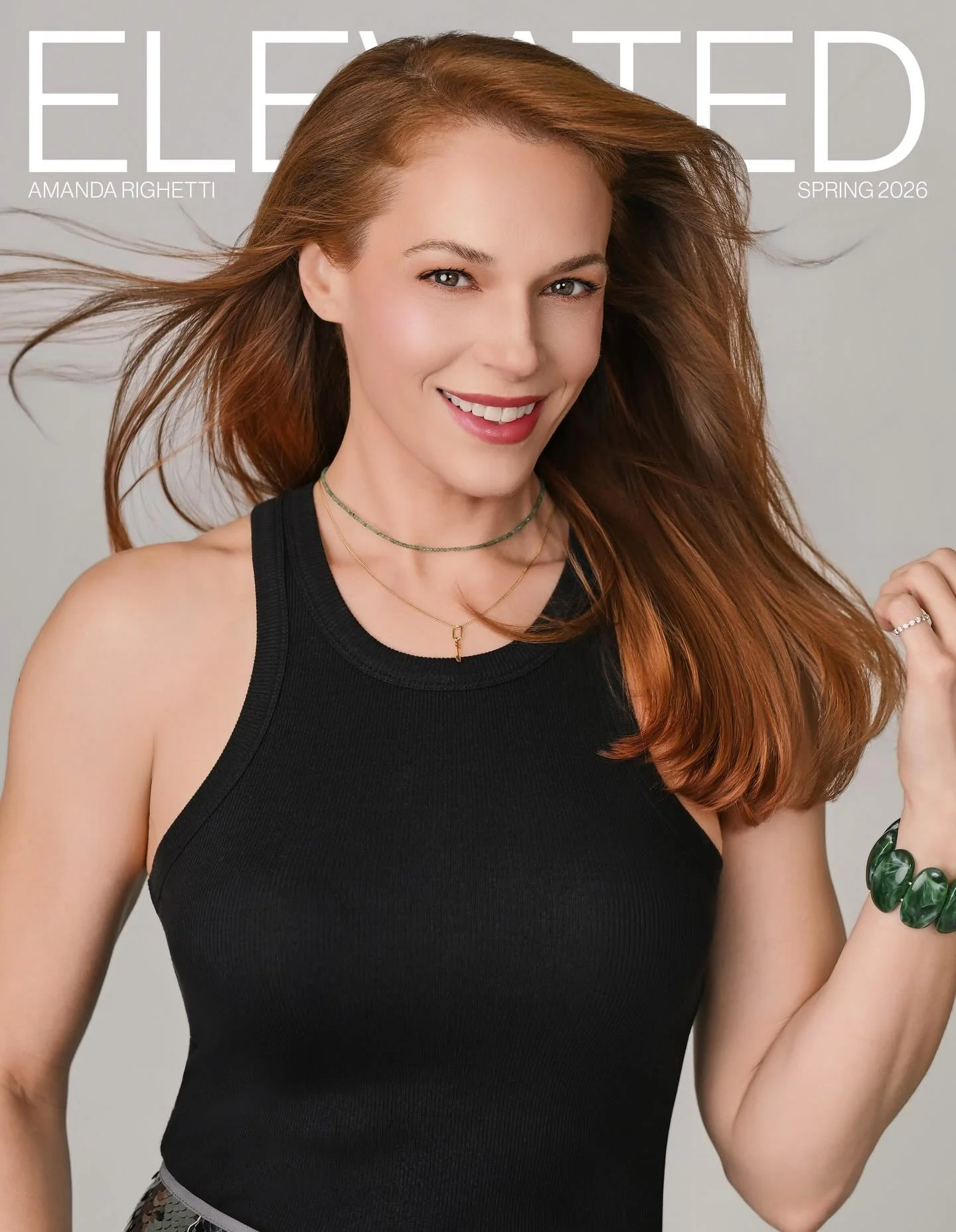 Photo shared by Elevated Magazines on March 21, 2026 tagging @amanda.righetti, and @elevatedmagazines. May be an image of one or more people, makeup, hair, magazine and text that says 'ELF ELFATED TED AMANDA AMANDARIGHETTI RIGHETTI SPRING SPRING2026 2026'.