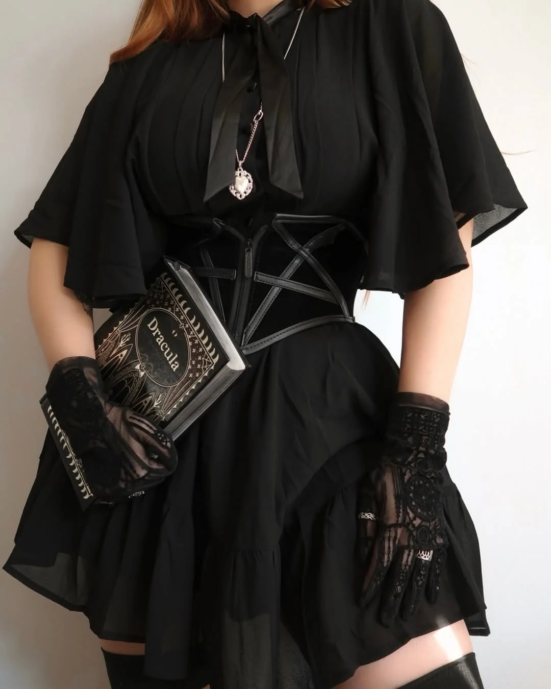 Photo shared by 🍂 𝖆𝖒𝖎 | 𝐬𝐩𝐨𝐨𝐤𝐲 𝐬𝐭𝐲𝐥𝐢𝐬𝐭 | 𝐟𝐢𝐧𝐚𝐥 𝐠𝐢𝐫𝐥 | 𝐚𝐮𝐭𝐮𝐦𝐧 𝐞𝐧𝐭𝐡𝐮𝐬𝐢𝐚𝐬𝐭 🍂 on March 05, 2026 tagging @blackmilkclothing. May be an image of fishnet stockings and text that says 'Dracula Dracula'.