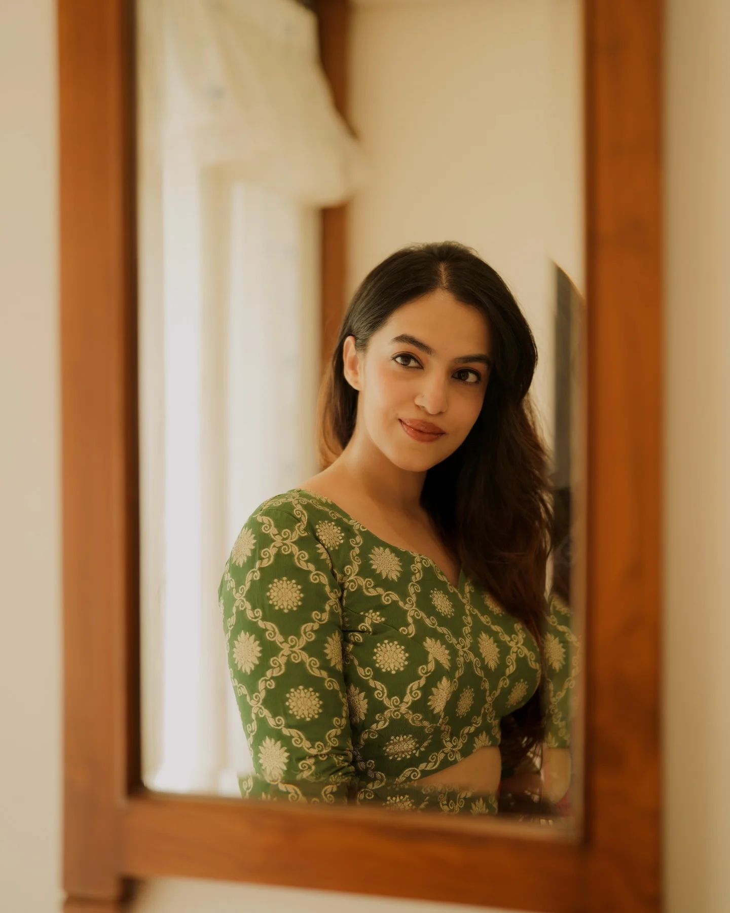 Photo by Amitha Mathew Jobin on March 12, 2026. May be a selfie of one or more people, makeup, mirror and text.