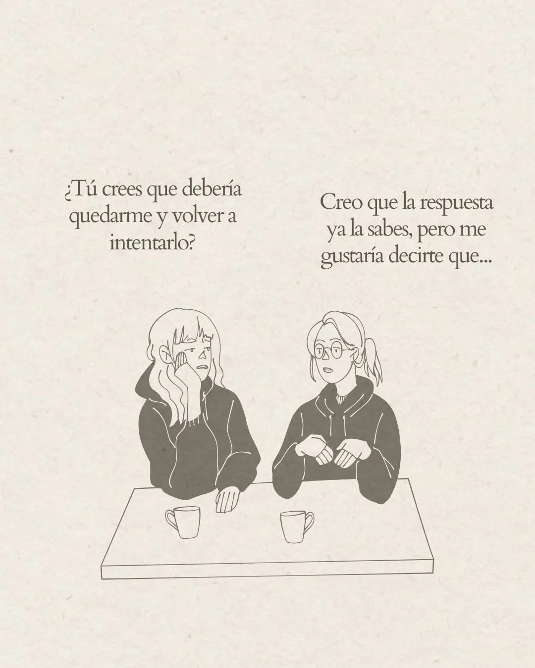 Photo by Amor Liviano on March 19, 2026. May be pop art of poster and text that says '¿Tú crees que debería quedarme y volver a intentarlo? Creo que la respuesta ya la sabes, pero me gustaría decirte que...'.