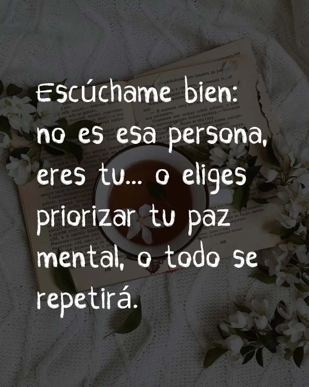 Photo by ILUSTRACIONES - DIBUJOS on March 10, 2026. May be a meme of text that says 'Escúchame bien: no es esa persona, eres tu... o eliges priorizar tu paz mental, O todo se repetirá.'.